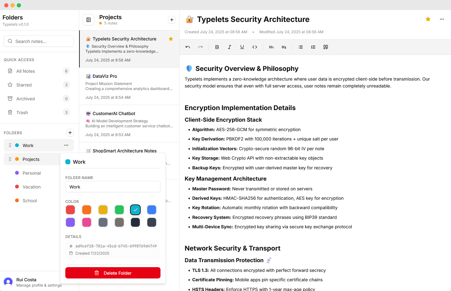 secure notes app